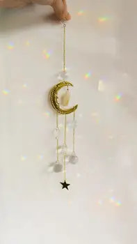 Estetic Cerești Moon Sun Catcher pentru Fereastra Aura de Cristal Agățat Prisma Curcubeului Filtru Boho Witchy Decorul Camerei Ziua mamei Cadou