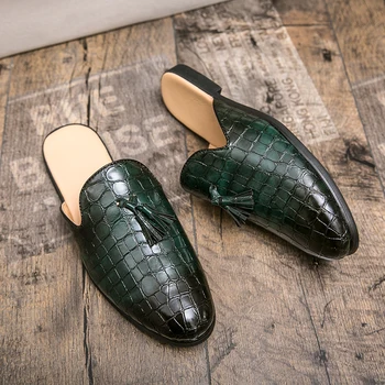 FIXSYS Vara Mens Papuci de Moda Slip-on Ciucure Mocasini din Piele Pantofi Casual Usoare Catâri Retro Jumătate Om Pantofi Sandale