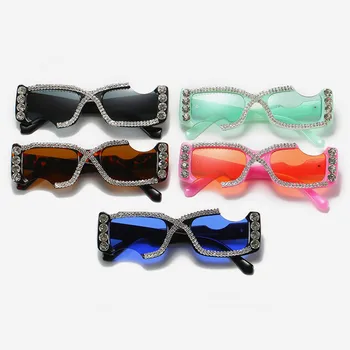 Noul Diamant Trendy Notch ochelari de Soare Patrati Personalitate Amuzant Moda Clasic de Înaltă calitate Cadru Mic de sex Feminin Nuante UV400