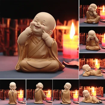 Budist Mici Călugăr Statui Mașină De Decor Interior Figurine De Rasina Călugăr Sculptura Manual Copii Adulți Masina De Nunta Decor Acasă