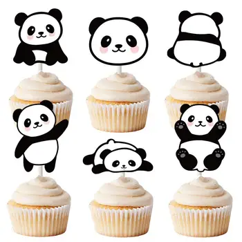 Panda Petrecerea de Ziua Cupcake Toppers 24buc Decor Tort Fată Băiat Copil de Dus Favoruri de Partid Consumabile