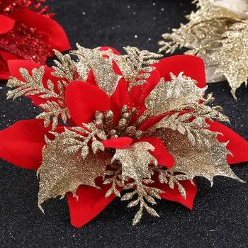 Zollor 10BUC Crăciun Aur, Argint Pulbere de Simulare de Flori Coroană de flori de Craciun-Accesorii Brad de Crăciun Acasă Decor Petrecere