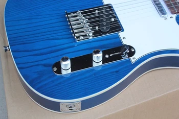 Magazin fabrica albastru transparent corp chitara electrica cu TL doze,hardware-ul chrome,pickguard alb Chitara Electrica Guitarra