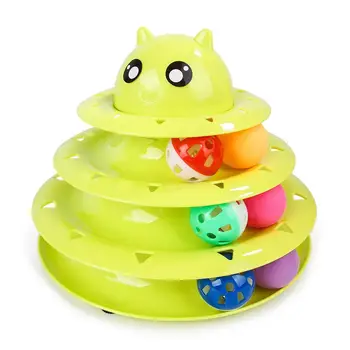 Trei Niveluri De Animal De Casă Pisică Jucărie Turn De Piese Disc Inteligenta Triple Play Disc Pisica Mingi De Jucărie Pisica Nebun Minge Disc Interactive Toy