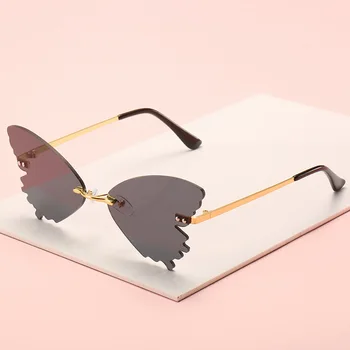 2020 Fluture ochelari de Soare pentru Femei Brand de Moda fără ramă Gradient Oglinzi Ochelari de Soare de Partid Trend Ochi de Pisica Oglindă Ochelari de UV400
