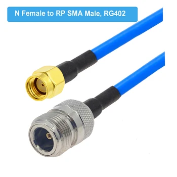 N Femeie la RP-SMA Male RF Adaptor de Semi-Flexibil RG402 Cablu Coaxial de 50 Ohmi Coadă prelungitor Jumper 15CM 50CM 1M, 2M, 5M, 10M