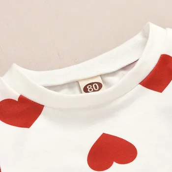Roșu Dragoste Inima Copilul de Ziua Îndrăgostiților Haine Cottton Tricou Tricou Cadou Copil Drăguț Fete Bluze T-Shirt Rochie Fusta Tinutele de Toamna