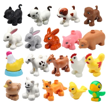 De Dimensiuni Mari Blocuri Serie De Animale De Fermă Porc, Iepure, Pisică, Câine, Papagal Fluture Pasăre Accesorii Jucării Pentru Copii Pentru Copii Cadouri