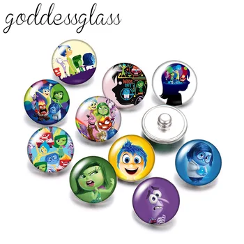 Disney Inside Out Bucurie, Tristețe, Furie, Frică 10buc Rotund foto 18mm butoane de ajustare pentru 18mm snap colier bijuterii DIY