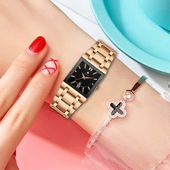 WWOOR 2021 Top Brand de Lux Doamnelor Ceasuri Pentru Femei de Moda Pătrat Femei Cuarț Ceas de mână pentru Femei a Crescut de Aur de la Geneva Cadouri de Proiectare
