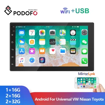 Podofo Radio Auto 2 din Android 9.0 Player Multimedia GPS Bluetooth Universal Pentru Toyota, Volkswagen, Hyundai, Kia, Renault, Suzuki