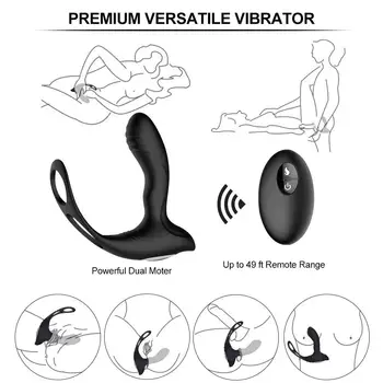 USB de Încărcare Vibratoare Inel de Sex Masculin Jucărie Prostata Masaj pentru Om 10 Viteze Wireless de Control de la Distanță Anal, Dop de Fund Sex Machine
