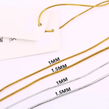 1.0 mm, 1.5 mm, Aur, Argint Rotunde Mari Elastic Cusut Elastic Banda de Cauciuc Banda de Talie Întinde Coarda Elastica Panglică Elastică 5yards