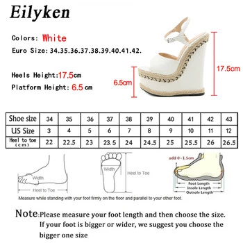 Eilyken Dimensiune 35-42 Alb Sandale Pentru Femei De Moda De Vara Deschis Deget De La Picior Glezna Cu Cataramă De Curea Platforma Tocuri Pană Doamnelor Pantofi Rochie