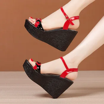 Toc 11cm Pene Sandale Toc Femei de Moda de Vara Platforma Open Toe Wedge Sandale