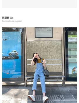 Salopete Denim Femei 2021 Primăvară Noua Versiunea coreeană Liber Slim Pantaloni Drepte pentru Femei de Toate-meci Pantaloni Mama Jeans Femei Blugi