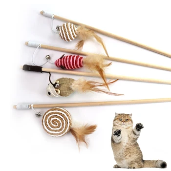 Stâlp De Lemn Pisica Amuzant Stick Pene Bell Mouse-Ul Amuzant Pisica Stick Interactive Jucărie Amuzant Pisica Livrările De Animale De Companie Jucărie Interactiv Cu Clopot