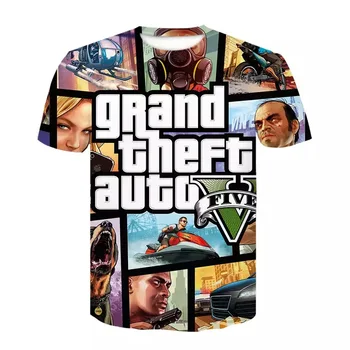 2021 Vara Noul Grand Theft Auto Joc 3D de Imprimare de Vară pentru Bărbați T-Shirt Rece GTA5 Barbati O-Gât cu Mânecă Scurtă T-Shirt XS-6XL