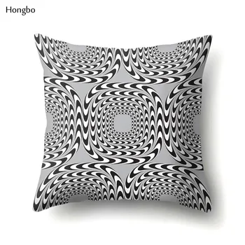 Hongbo Geometrie Pernă Abstract Alb-Negru cu Dungi Punctate Grila de Arta Geometrică Perna Acoperi almohada
