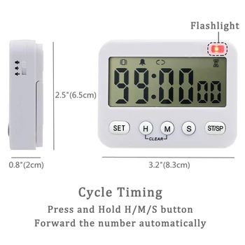 Digital Timer Bucătărie Magnetic, Ciclu de numărare în Jos Timer, afisaj Mare, Functie de Memorie, Afișare de 24 de Ore de Ceas și Alarmă cu Vib