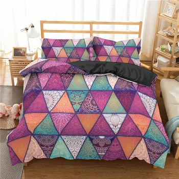 Homesky Boem 3d mângâietor seturi de lenjerie de pat de lux Mandala carpetă acopere set Pernă geometrice regina king size, Lenjerie de pat
