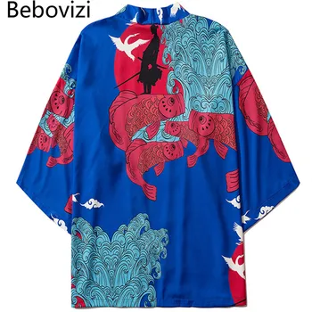 Bebovizi Japonez Stil Kimono Albastru Streetwear Yukata Bluza Femei Cardigan Harajuku Halat 2020 Bărbați Japonia Haine Tradiționale