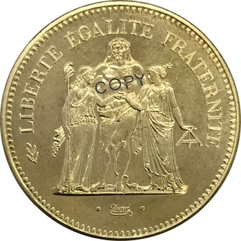 Masa-casa.ro franța 1980 Franța 50 de Franci aur monedă din Alamă de Colecție Copia Fisei