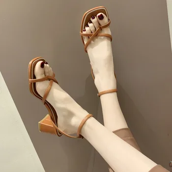 2021 Vara Femei Sandale Pantofi de Confort pentru Femeile Bloc Tocuri Flip Flops Platforma All-Meci Catarama Curea Fete Indesata Moda