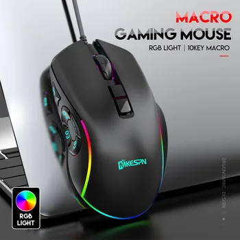 Mouse cu fir USB Optical Gaming Mouse de Calculator Programabil Joc Soareci 4 DPI Reglabil LED-uri RGB Lumini Macro Mouse-ul