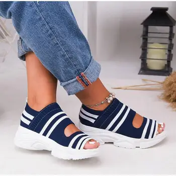 Femei Sandale De Vara, Sandale Wedge Platform Femei Pantofi Confortabil În Aer Liber Tricotat Ușor Adidasi Femei Sandale 2021