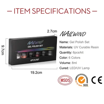 NAILWIND Gel lac de Unghii Manichiura Set 8 ml Hibrid Semi-Permanent cu LED-uri UV Pentru Unghii de Bază Top Coat Gel Kituri