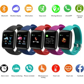 116 Plus Ceas Inteligent Bărbați Femei Monitor de Presiune sanguina Tracker de Fitness Brățară Rata de Inima Smartwatch Pentru Android IOS Ceas Inteligent