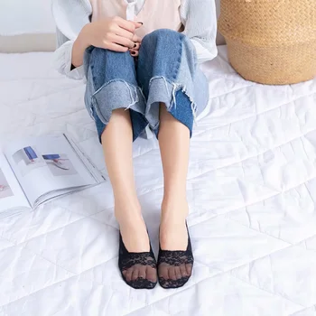 5 Perechi de Femei de Moda Fete de Vară Șosete Stil Dantelă Flori Scurt Șosete Antiderapante Invizibil Glezna 2020 Sox Ciorap Papuci de 35-40 EUR