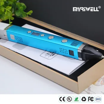 De înaltă calitate myriwell 3d pen RP100C coajă de metal 3 d pen PCL ABS PLA 3 moduri,alimentare USB ,seif imprimare 3D pen,cel mai bun cadou