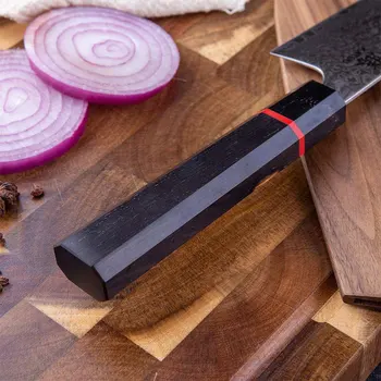 KATSU Cuțit de Bucătărie Japoneză forjate de Oțel Damasc Chef de 8 inch Santoku Cutite de Mana Octogonal din Lemn Mâner de cuțit Bucătar-șef