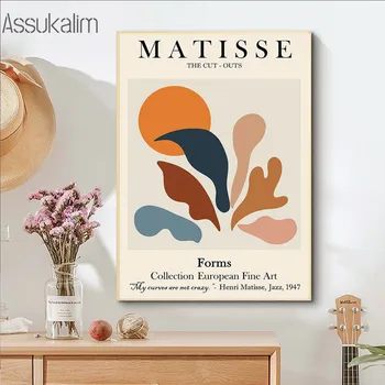 La Mijlocul Secolului Abstract Panza Pictura Lui Matisse Postere Frunze De Plante Imagini De Epocă, Picturi Pe Pereti Pentru Camera De Zi De Decorare Acasă