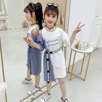 Fete Rochie De Vara Fete Purta Coreea Moda Stil De Vara Rochie De Umăr Valul Asimetric Rochie Eleganta Fete De La 2 La 12 Ani Nou