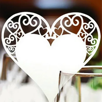 50pcs/set Decorare Masă de Nuntă Loc de Carduri de Tăiat cu Laser Inima Floral Pahar de Vin Carduri Loc Pentru Petrecerea de Nunta Decor