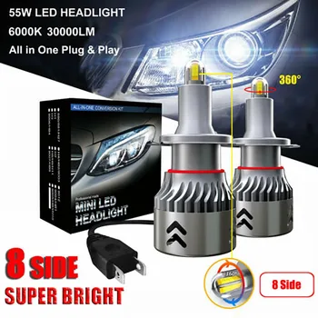LED-uri LED-uri Faruri Becuri de 6000K 8 Părți 9V La 36V Luminos Auto H7 Kit de Alb Auto Piese de schimb Auto, Bunuri Accesorii Auto