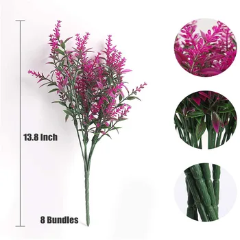 8 Pachete De Flori Artificiale Din Material Plastic Fals În Aer Liber Plante Faux Uv Rezistent La Grădină, Verandă Fereastra De Bucătărie, Masă De Birou Plante