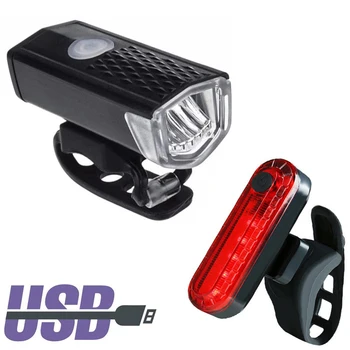 2 buc Bike Light Set USB Reîncărcabilă Lumina LED Biciclete Lumina Farurilor Fata + Stop Spate Bicicleta Lumină Accesorii pentru Biciclete