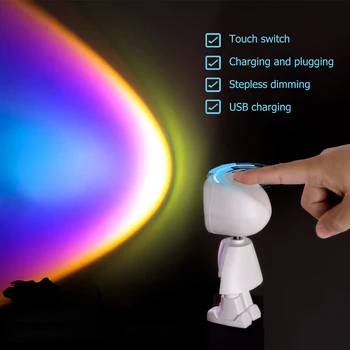 2021 USB Butonul de Curcubeu Apus de soare Proiector plin de culoare Led Lumina de Noapte Difuzare de Fundal de Perete Decor Acasă Magazin de Cafea Lampa