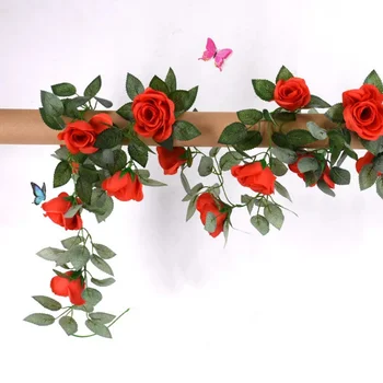 1 Buc Trandafiri de Mătase Vița-de-vie cu Frunze Verzi Pentru Acasă Decorare Nunta Fals frunze diy pun ghirlande Flori Artificiale