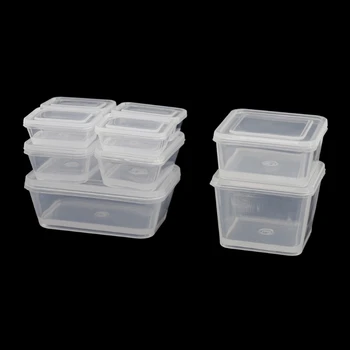 9 Buc 1:12 Păpuși Accesorii Mini Plastic Proaspete-păstrarea Cutie cu Capac in Miniatura, Containere de Depozitare a Alimentelor Caz Papusa Scena Decor