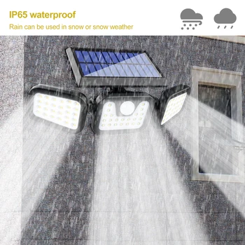 6500K 70 Led-uri în aer liber Lampă Solară Rotativ 3 Capete Reglabile IP65 rezistent la apa 180° PIR Senzor Solar Perete de Inundații Lumina de Securitate