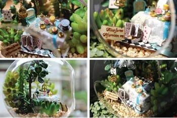 B011 DIY Frumos Basm Alice Pădure Mobilier casă de Păpuși Model Kit Pahar in Miniatura Minge de Lemn Casă de Păpuși Jucării lucrate Manual Meserii
