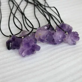 Naturale Ametist Cristal de Cuarț Punct de Cristal Pandantiv de Piatră Originale Exemplare Pandantiv Colier de cristal violet Bijuterii
