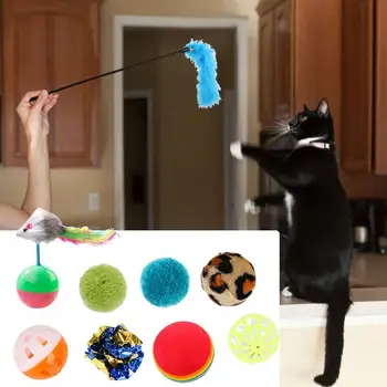 28pcs Nou animal de Companie Pisica Jucarii Set Pliabil Cat Tunel Joc Amuzant Pisica Stick Bell Ball Pene Asortate Toy Interactive Jucarii Pentru Pisici Kit