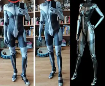 Noul Mass Effect Feminin Cosplay Costum Elastic 3D Imprimate Spandex Costum de Halloween pentru femei Body Fete Femei Personalizate