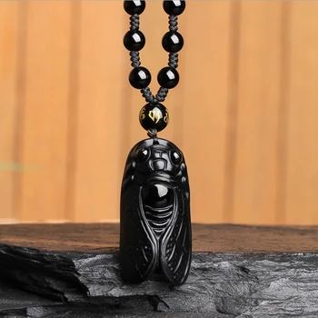 Naturale Obsidian Greier Set Tamisa o mare lovitură de stat Pandantiv Bijuterii Bijuterii Fine, Noroc bun augur Amuleta Pandantiv Bijuterii